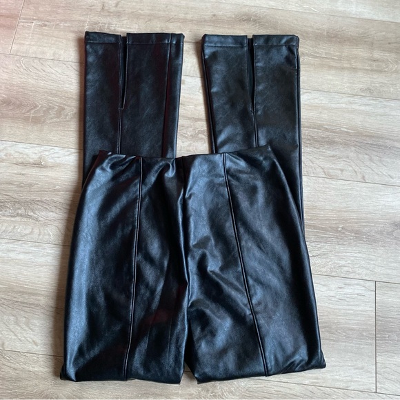 AFRM Adela High Waist Front Slit Faux Leather Pants pull on stretch waist - Picture 6 of 13